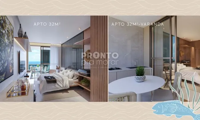Flat com 1 quarto em Muro Alto
