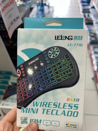 Mini Teclado sem Fio para SmartTV com LED Colorido