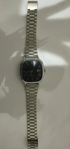 Relógio Casio Masculino Aço Inox Quadrado Fundo Preto