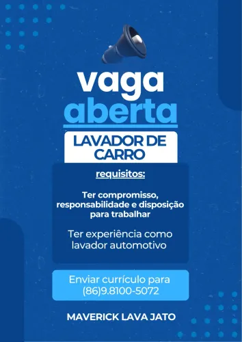 Vaga para lavador de automóveis 