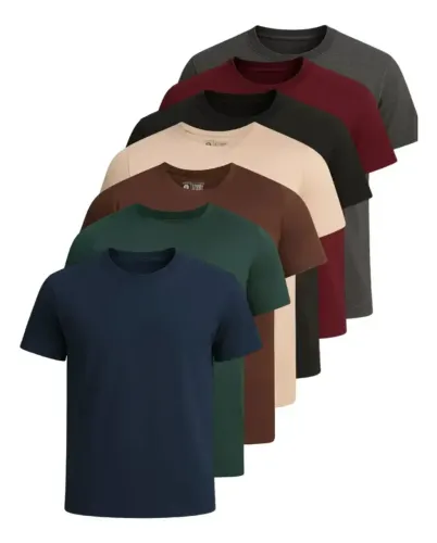 Kit 7 Camisetas Basica Lisa Algodão Premium