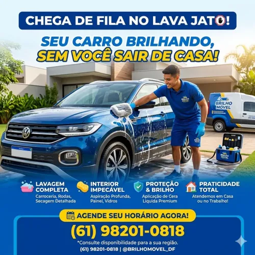 Lava jato em domicílio. Cuidamos do seu carro na sua garagem. Agende!