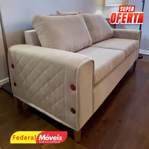 Sofá 2,00m Linho Bege - Oferta Imperdível!