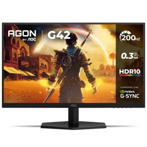 MONITOR GAMER AOC AGON G42 27" 200HZ 0.3MS IPS HDR10 NVIDIA G-SYNC 27G42HE NOVO LACRADO!