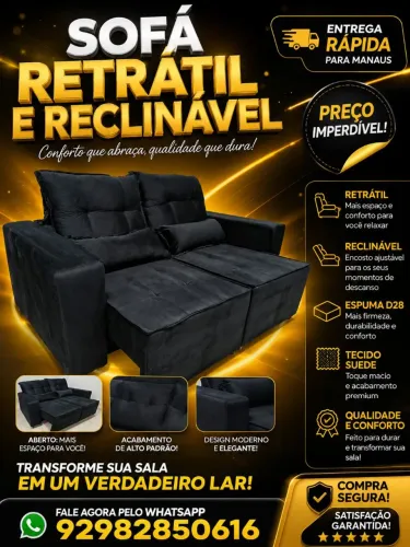 SOFÁ RETRÁTIL RECLINÁVEL