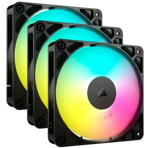 Kit 3 Fans Corsair RS120 ARGB Pretas (Novas / Sem Uso)
