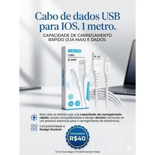 Cabo de dados USB para IOS
