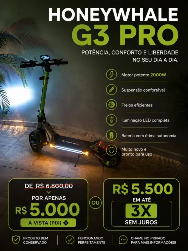 Patinete eletrico honeywhale G3 PRO (EXCELENTE ESTADO) com potência modificada para 2000W