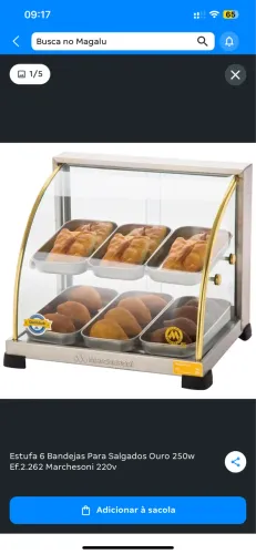 Estufa de salgados 220v 6 bandejas modelo ouro premium