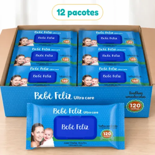 lenço Umedecida Bebê Feliz 120 Unidades