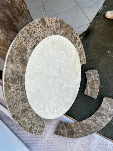 Tampo de mesa redondo mármore duas cores