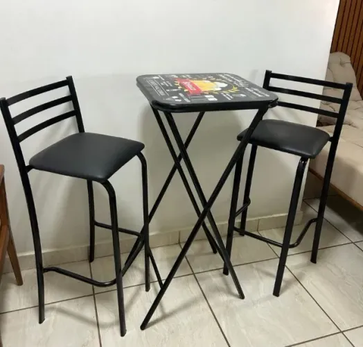 Mesa Bistro Dobravel c/ 2 Banquetas Bar Premium 