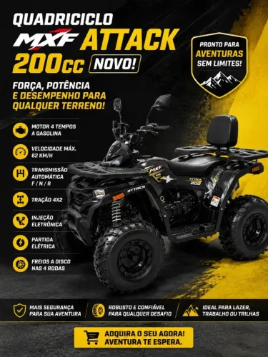 Quadriciclo ATTACK MXF 200CC NOVO 