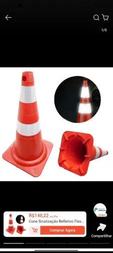  5 Cones de sinalização de borracha