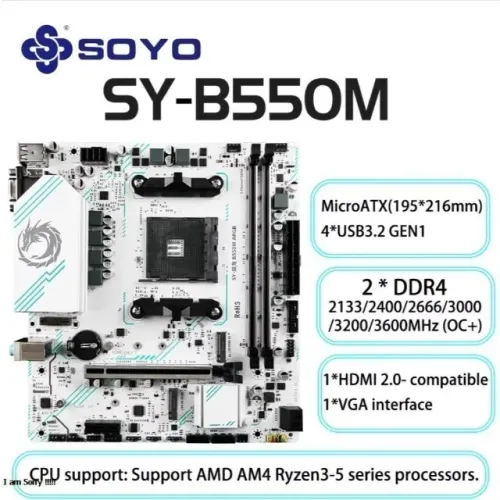 Placa Mãe Soyo AM4 B550M Micro ATX - Nova com Garantia - Entregamos - Aceitamos Cartões