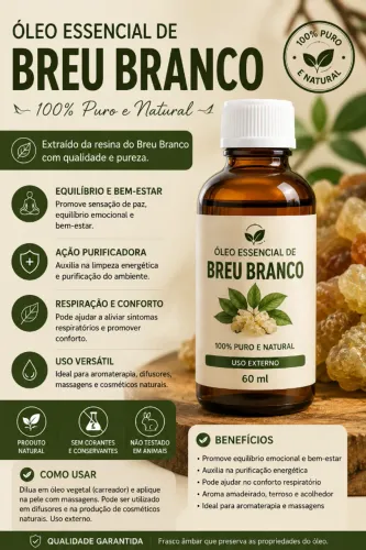 Óleo Essencial de Breu Branco 60 ml - TOTALMENTE PURO