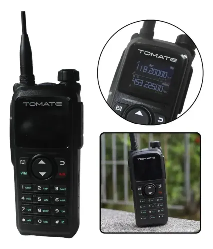 Rádio Comunicador Tomate Uv28 10w Longo Alcance 10km Triband Preto Uhf/vhf Am/fm 127/220v