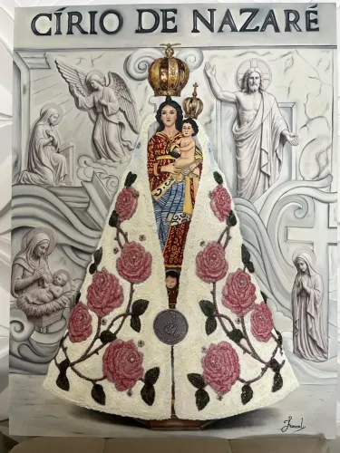 Pintura em tela com tinta a óleo da Imagem de Nossa Senhora de Nazaré