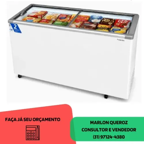 Freezer Horizontal Tampa de Vidro 503 litros Fricon