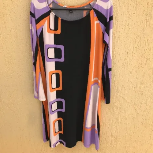 Vestido Preto Com Estampa Geométrica da Msk
