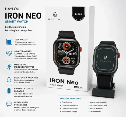 Smartwatch Xiaomi Haylou Iron Neon Com Pulseira extra de Nylon (Novo com garantia)