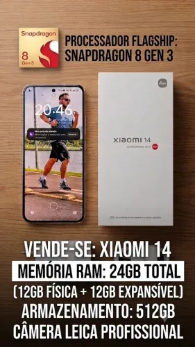 Xiaomi 14 512GB, 24GB RAM, Snapdragon 8gen3 - Câmeras Leica - Impecável / Estado de Novo!