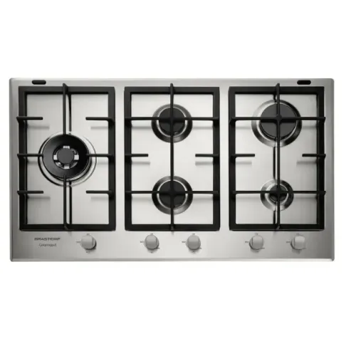 Cooktop 5 Bocas Brastemp Gourmand Inox com Duplachama e Trempe com Ferro Fundido