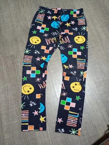 Calça legging algodão com elastano, estampa divertida, 10 anos 