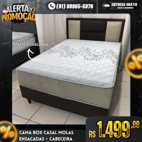 Cama Box Molas Ensacadas + Cabeceira Mega Oferta