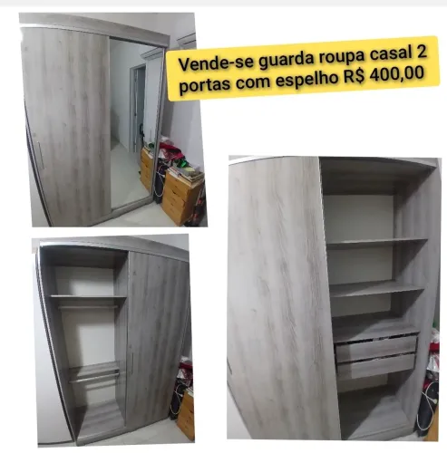 Vende-se guarda roupa casal 2 portas com espelho cinza 