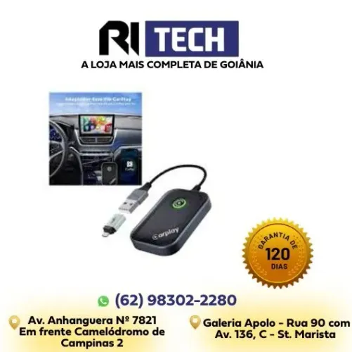 Adaptador Conversor Sem Fio Wifi CarPlay Imenso para Iphone - IMS-247 Música