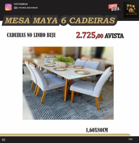 MESA MAYA 6 CADEIRAS 1,60M