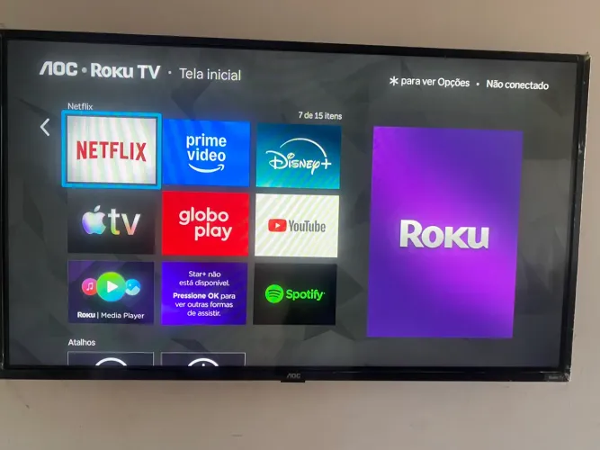 Tv led 43 polegadas AOC Roku entrega local