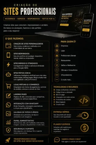 Trabalho criando sites para empresas.