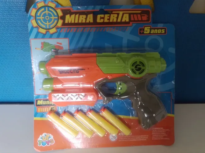 Pistola mira certa com 5 dardos - lacrada 