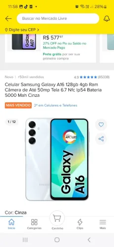 Vendo celular a16 novinho