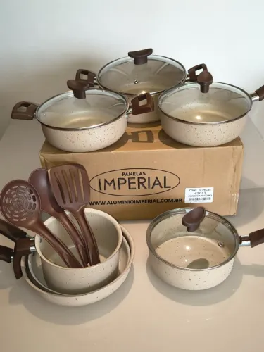 Jogo de Panelas Imperial 10 Peças Antiaderente Kit Completo 