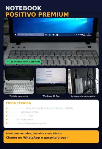 Notebook Positivo Premium windows 10pro tela de 14" pacote office