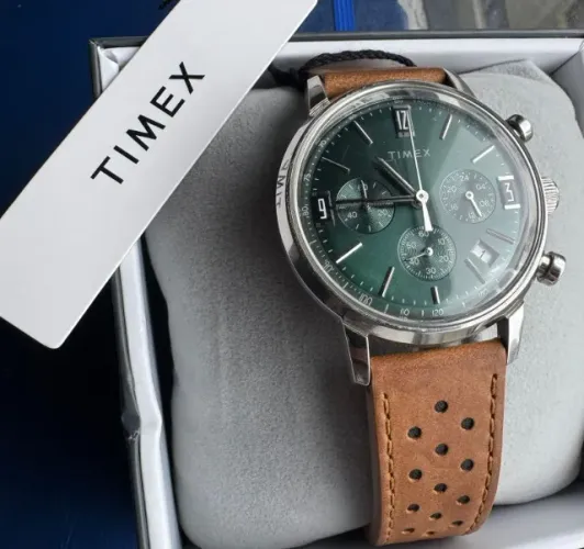 Timex Marlin Cronógrafo Verde - Full Set (Caixa, Manual e Tag) - Muito Conservado