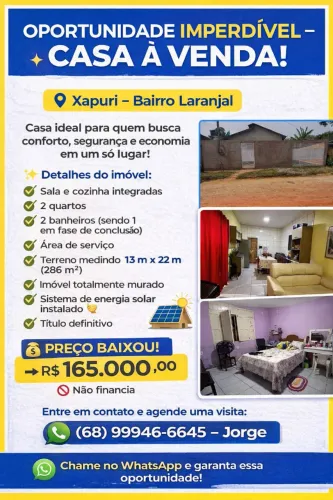 Casa à venda em Xapuri.