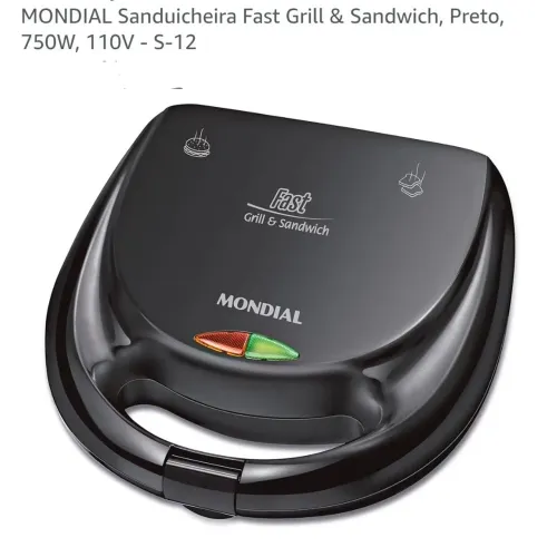 Grill e Sanduicheira preto Mondial 110V