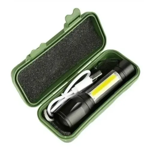 Mini Lanterna Tática Com Led E Zoom Recarregável