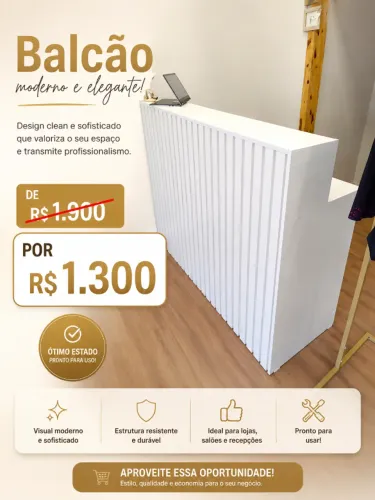 Balcão caixa atendimento loja 1.40 M Ripado MDF