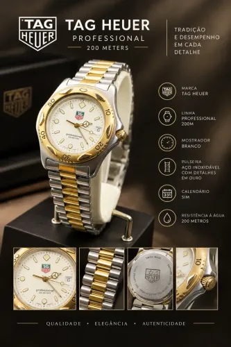 Relógio Tag Heuer série 2000 prata e dourado
