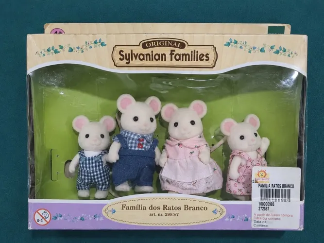 Sylvanian Families Família dos Ratos Brancos Original - Nunca Usada