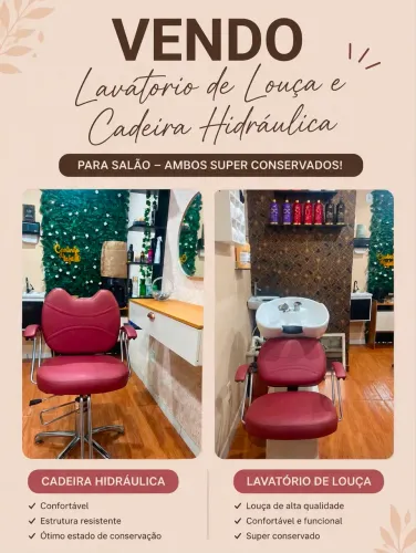 Lavatório de louça e cadeira hidráulica