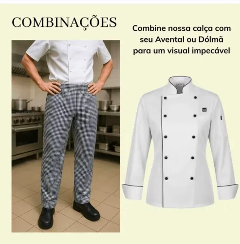 Calça xadrez chefe- cozinha