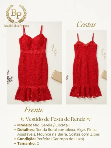 Vestido de festa rendado vermelho
