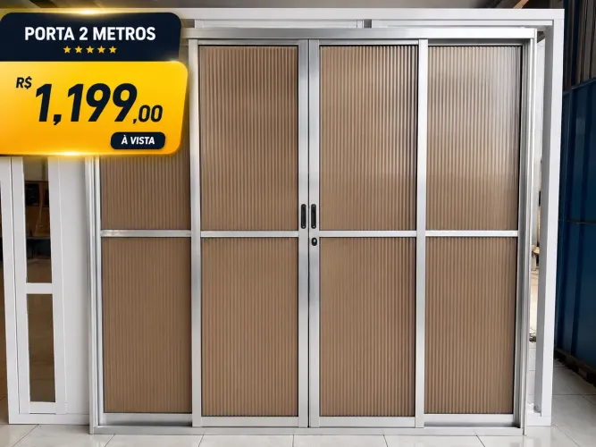 Porta de alumínio 2 metros 4 folhas 