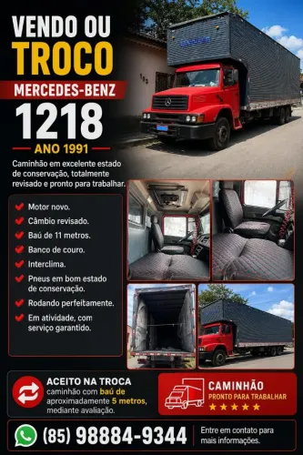 VENDO OU TROCO - MERCEDES-BENZ 1218 ANO 1991
